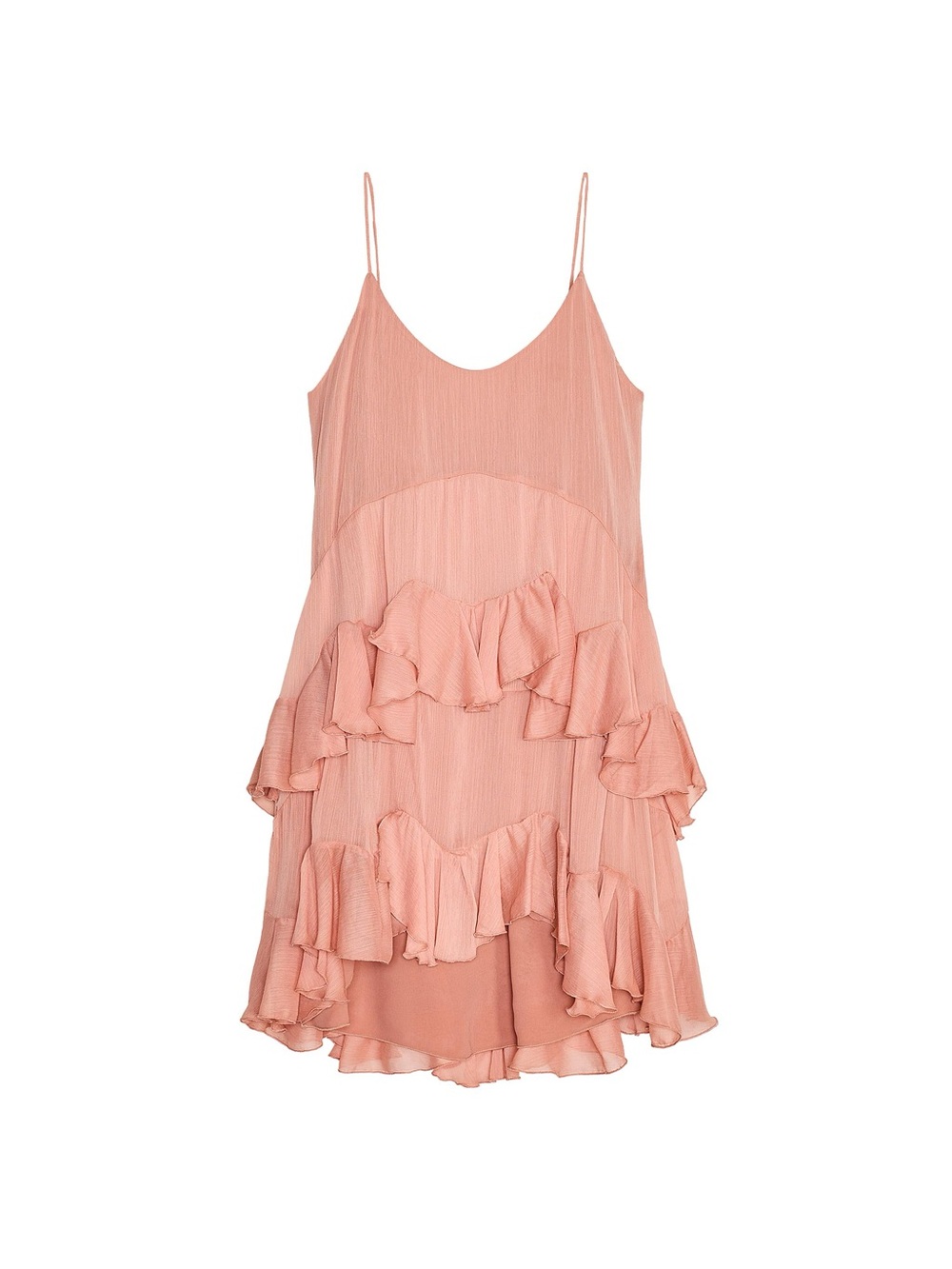 Zara Pink Ruffle Tiered Spaghetti Strap Dress